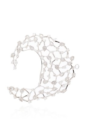 Yeprem Wrap-Around 18K White And Diamond Cage Earring