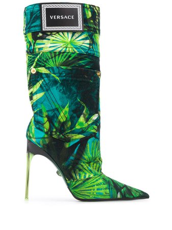 Versace Jungle Print Stiletto Boots - Farfetch