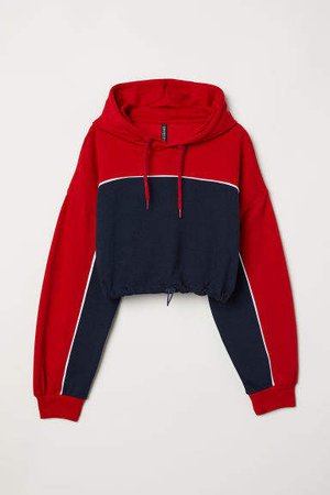 Short Hooded Sweatshirt - Red