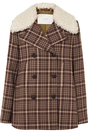 Adam Lippes | Shearling-trimmed checked woven coat | NET-A-PORTER.COM