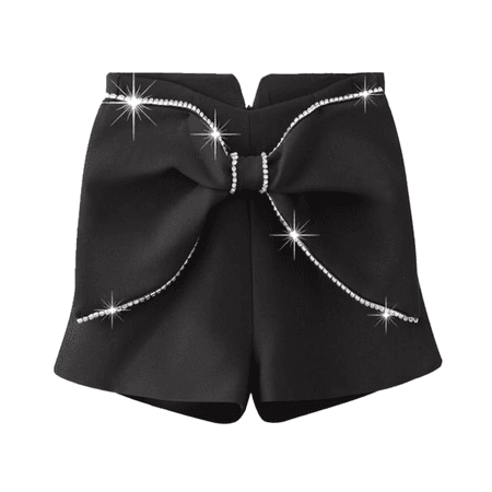 black shorts with bow