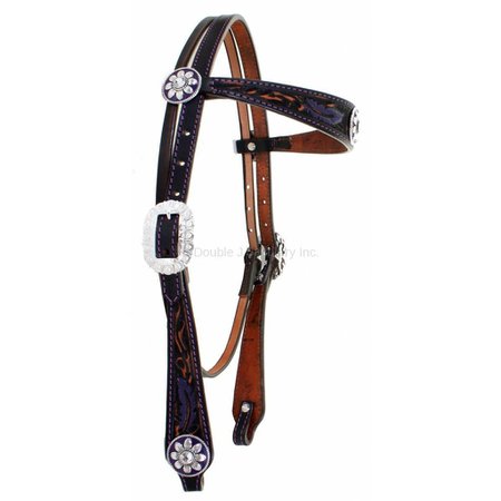 H905 - Black Vintage Feather Tooled Headstall