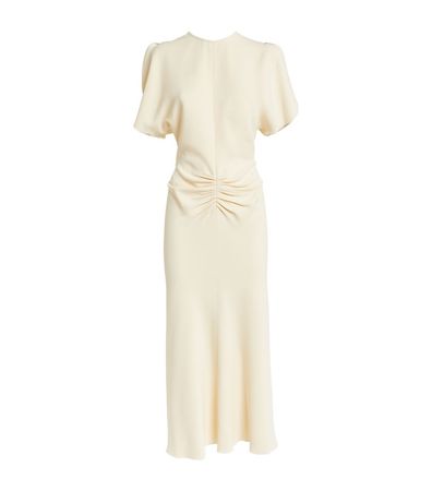 Womens Victoria Beckham ivory Gathered-Waist Midi Dress | Harrods # {CountryCode}