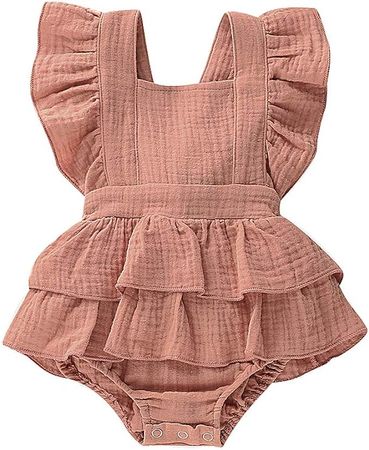 Amazon.com: Newborn Baby Girls Ruffle Romper Jumpsuit Bodysuit Baby Girl Summer Clothes Outifits (Khaki, 3-6 Months): Clothing, Shoes & Jewelry