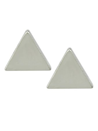Silver Small Triangle Stud Earrings