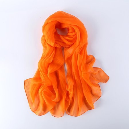 Long Chiffon Silk Scarf Solid Orange Color SQL003 – Yangtze Store