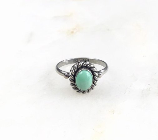 Vintage Sterling Green Jadeite Gemstone Ring Size 8.25 | Etsy