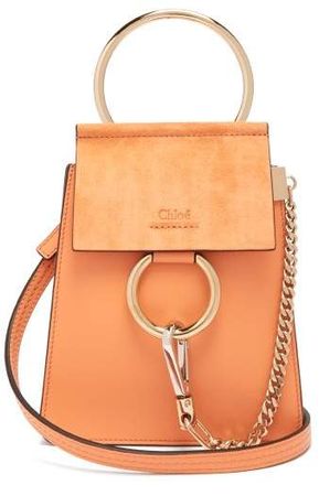 Faye Mini Suede Panel Leather Cross Body Bag - Womens - Coral