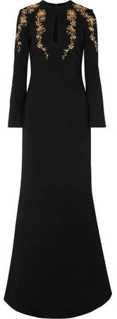 Embellished Crepe Gown - Black