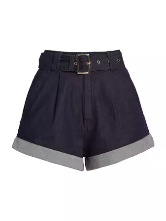 Shop Generation Love Erina Sheen Belted Denim Shorts | Saks Fifth Avenue