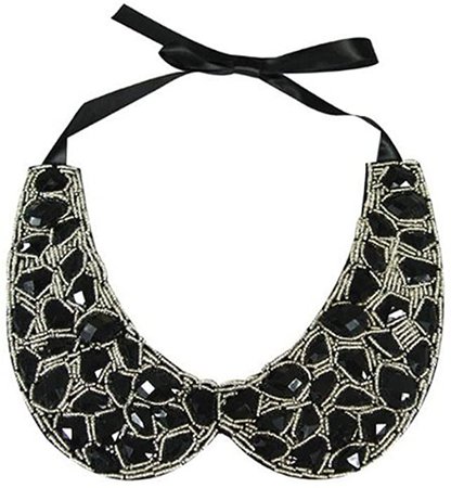 Amazon.com: Wrapables Black Gemstone Peter Pan Collar Necklace: Jewelry