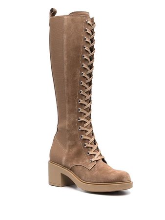 Gianvito Rossi lace-up suede knee boots