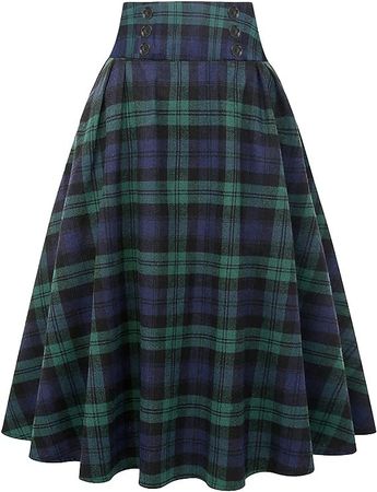 Amazon.com: IDEALSANXUN Plaid Skirt for Womens High Waist Aline Pleated Midi Skirts(Green, 3XL) : Clothing, Shoes & Jewelry