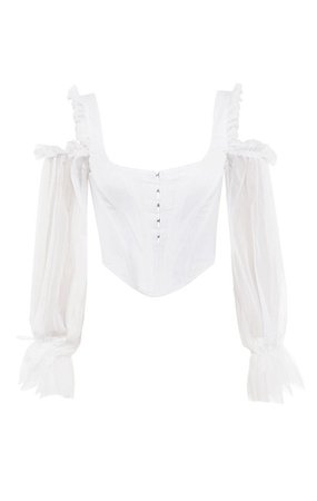 CLAUDETTE White Corset With Drop Sleeves