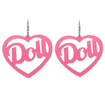 DOLL Large Dangle Heart Earrings (Black, Pink, White) – peachiieshop