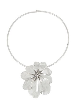 Robert Lee Morris Flower Pendant Round Wire Collar Necklace
