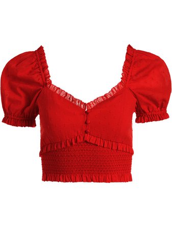 Shop red Alice+Olivia Rianna puff-sleeve crop top with Express Delivery - Farfetch