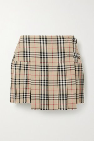 Burberry | Pleated checked wool mini skirt | NET-A-PORTER.COM