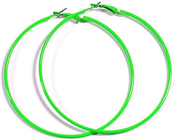 Amazon.com: NEON GREEN Hoop Earrings 50mm Circle Size - Bright Flourescent, Vibrant Colors: Jewelry