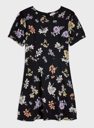 Black Floral Printed Tea Dress | Miss Selfridge