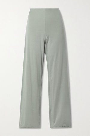 Gray green + NET SUSTAIN Athena reversible organic Pima cotton-blend jersey pajama pants | Skin | NET-A-PORTER