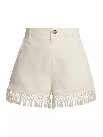 Shop Cami NYC Semaj Fringe-Trim Linen Shorts | Saks Fifth Avenue