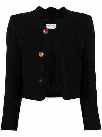 Saint Laurent heart-buttons Cropped Tweed Jacket - Farfetch