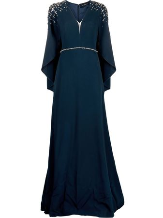 Jenny Packham Embellished Cape Gown - Farfetch