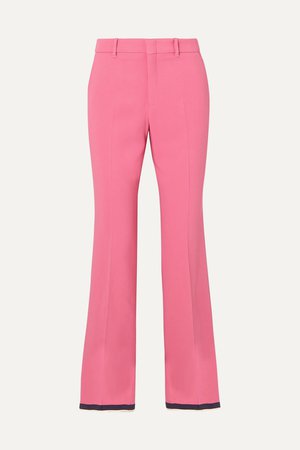 Pink Cropped grosgrain-trimmed cady bootcut pants | Gucci | NET-A-PORTER