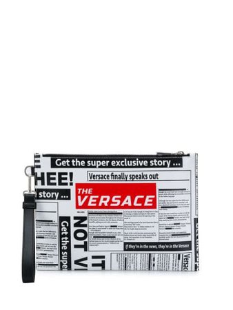 Versace logo newspaper clutch $348 - Buy Online SS19 - Quick Shipping, Price