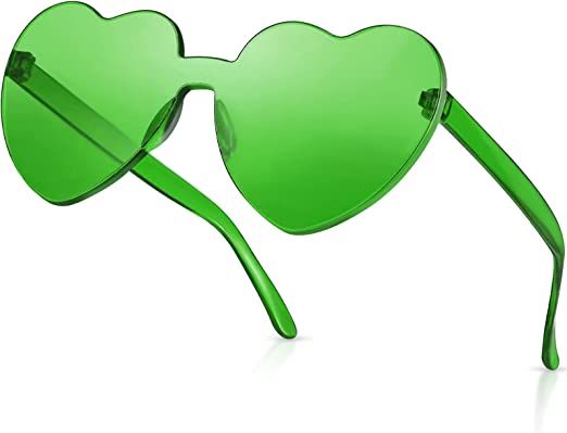 Amazon.com: RTBOFY Green Heart Sunglasses for Fashion Party Queen Style, Rimless Heart Shaped Sunglasses for Women Party Favor : Clothing, Shoes & Jewelry