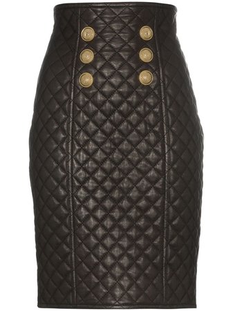 Balmain Quilted Leather high-rise Skirt - Farfetch