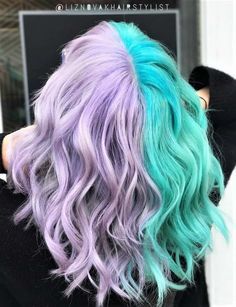 teal purple split hair