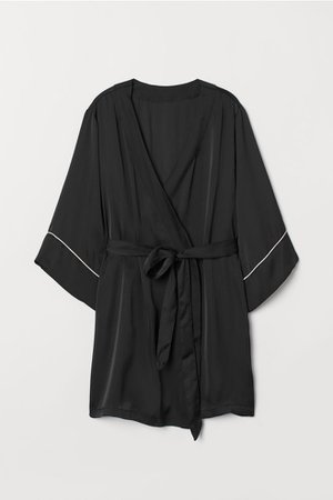 Kimono aus Satin - Schwarz - Ladies | H&M DE
