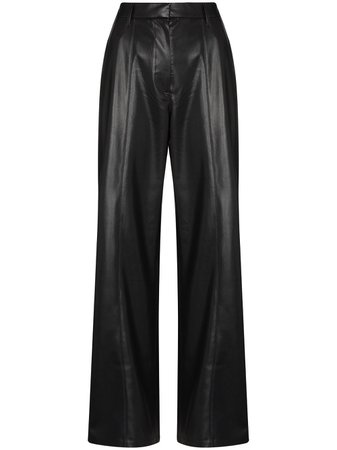 Shop black Nanushka wide-leg faux-leather trousers with Express Delivery - Farfetch