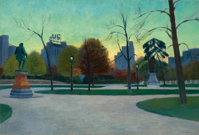 Edward Hopper Shakespeare at Dusk painting art Central Park New York background