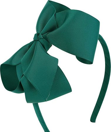 MEEDEE Teal Color Headband with Bow Hair Headband Solid Grosgrain Ribbon Headbands with Big Bow Hair Fashion Accessories for Girls Toddlers Children Party Dress Decoration Cosplay Costume