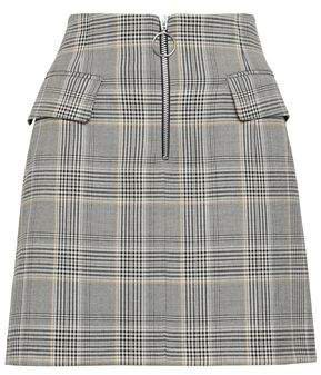 Zip-detailed Prince Of Wales Checked Woven Mini Skirt