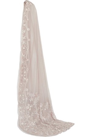 Gray Marie embroidered tulle veil | Needle & Thread | NET-A-PORTER