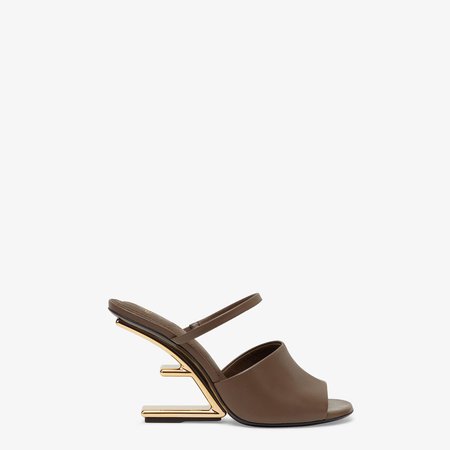 Brown leather high-heeled sandals - FENDI FIRST | Fendi