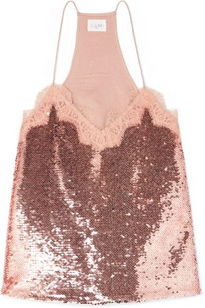 Cami NYC | The Racer lace-trimmed sequined crepe de chine camisole | NET-A-PORTER.COM