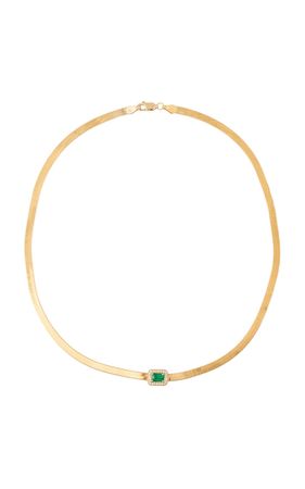 14k Yellow Gold Emerald Necklace By Jacquie Aiche | Moda Operandi