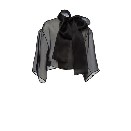 Silk organza top with bow | Prada - P588G_401_F0002_S_191