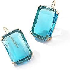 Amazon.com: Colorful Rectangle Glass Crystal Earrings Orthogon Gemstone Square Transparent Crystal Glass Dangle Earrings for Women Girls Jewelry-B blue: Clothing, Shoes & Jewelry