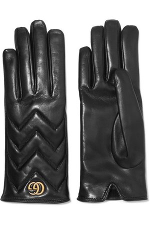 Gucci | Embellished quilted leather gloves | NET-A-PORTER.COM