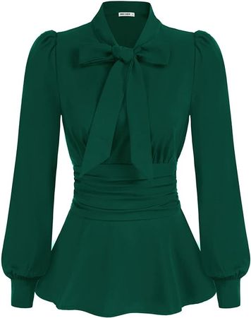 Womens Corset Casual Peplum Summer Tops Dressy Chiffon Work Blouse Dark Green 2XL at Amazon Women’s Clothing store
