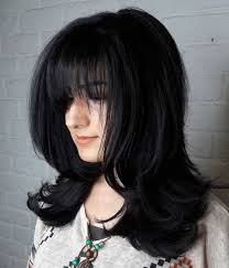 layered black hair with bangs - Google Search