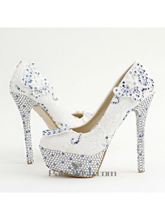 Ultra High Heel Rhinestone Lace White With Blue Wedding Shoes-600x800.jpg (600×800)