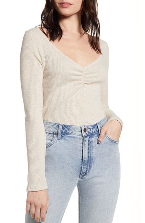 BP. Cinch Front Ribbed Tee | Nordstrom