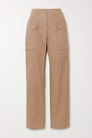 Herringbone Cotton Cargo Pants - Beige